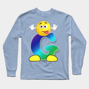 Letter G Alphabet Smiley Monogram Face Emoji Shirt for Men Women Kids Long Sleeve T-Shirt